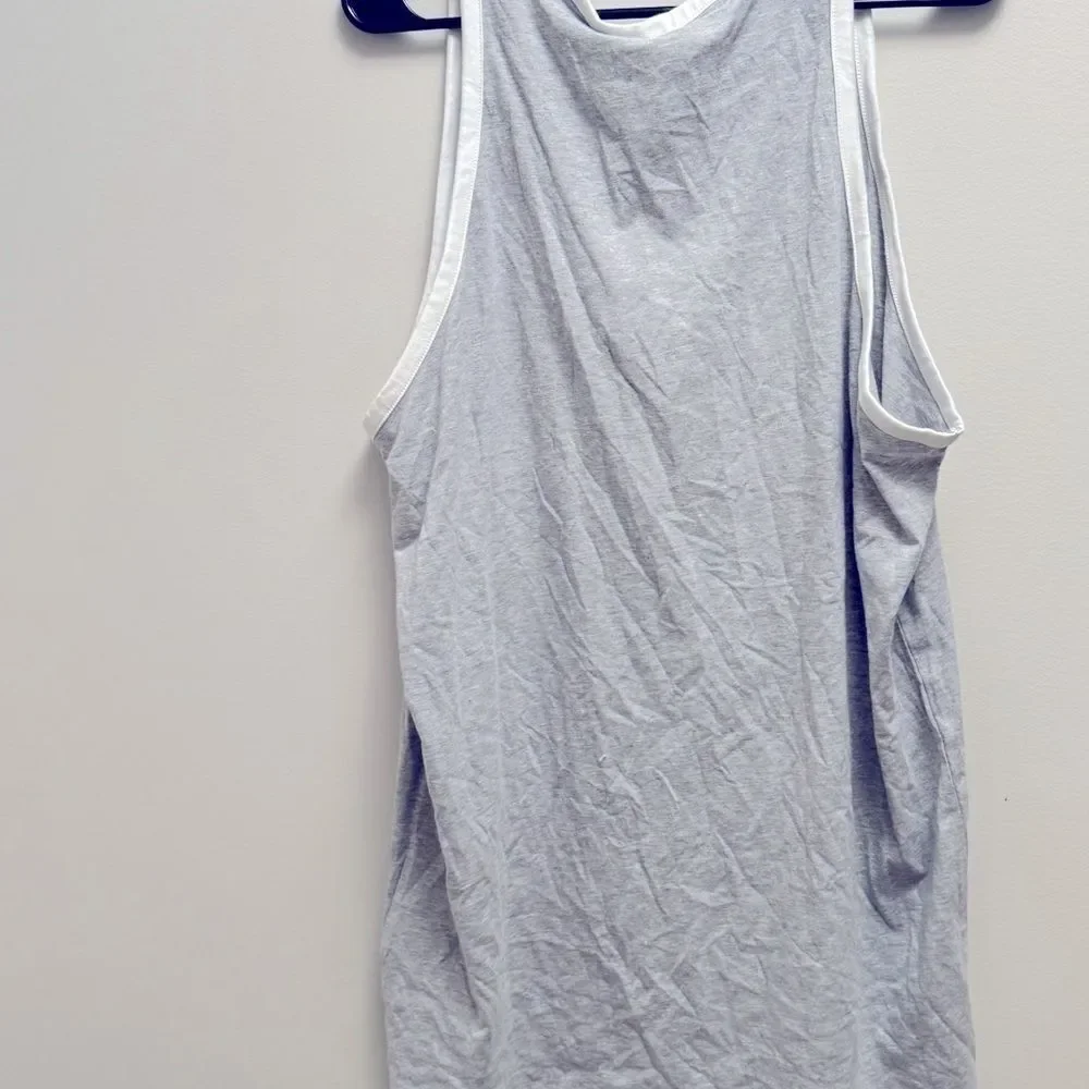 Adidas Mens Logo Tank Shirt Grey Heather White, sleeveless shirt